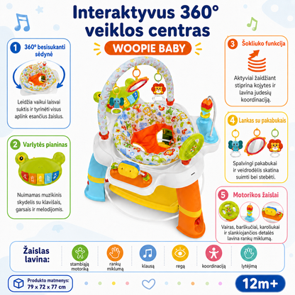 WOOPIE BABY interaktyvus veiklos centras su besisukančia sėdyne