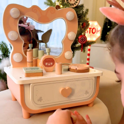 TOOKY TOY medinis kosmetinis staliukas „Drugelis“ su LED veidrodžiu – nuotrauka 3