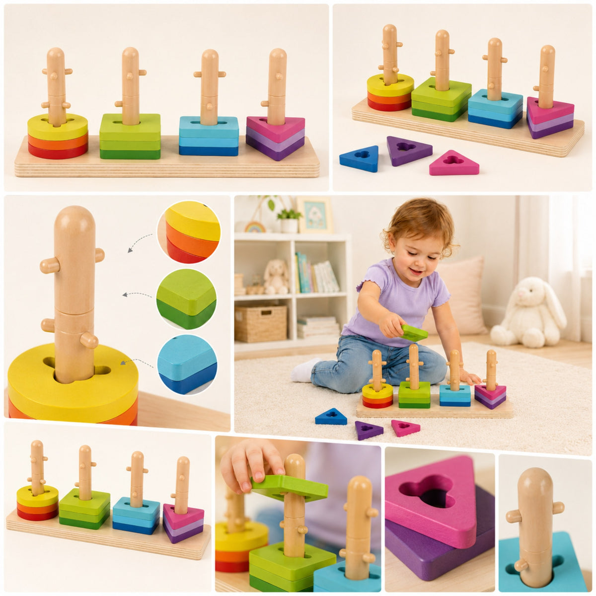 TOOKY TOY medinė Montessori formų ir skaičių rūšiuoklė
