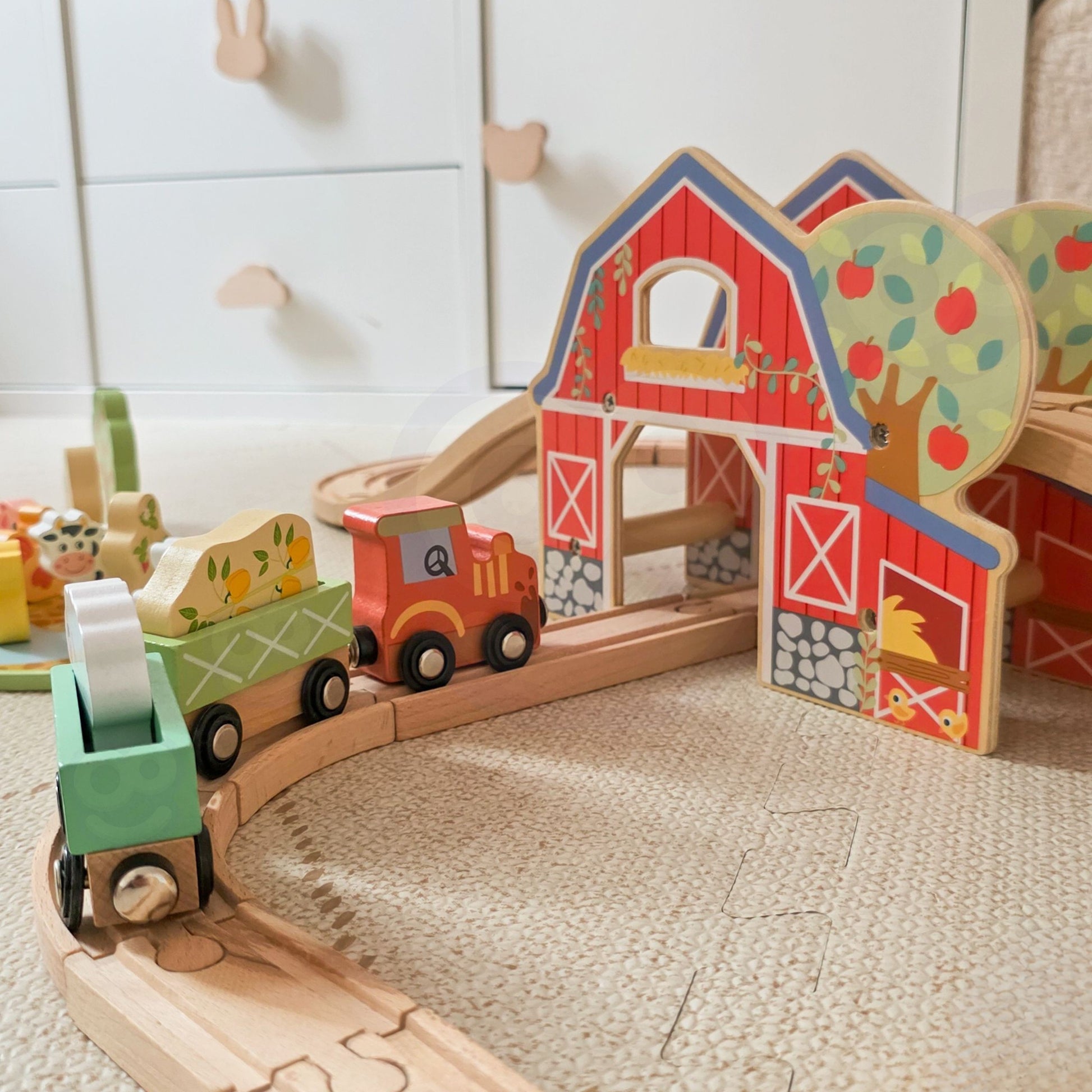 TOOKY TOY medinis fermos traukinio rinkinys, 48 vnt. – nuotrauka 7