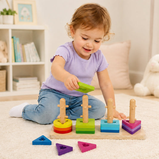 TOOKY TOY medinė Montessori formų ir skaičių rūšiuoklė