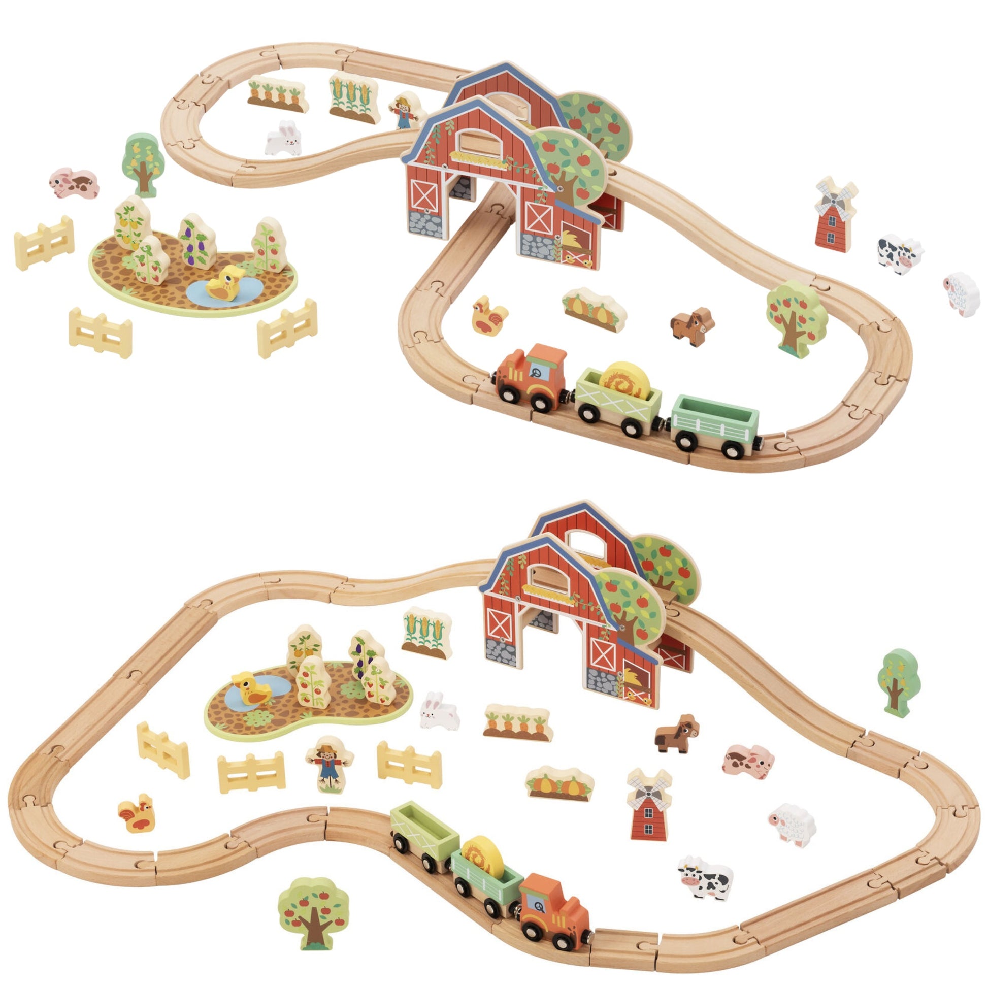 TOOKY TOY medinis fermos traukinio rinkinys, 48 vnt. – nuotrauka 10