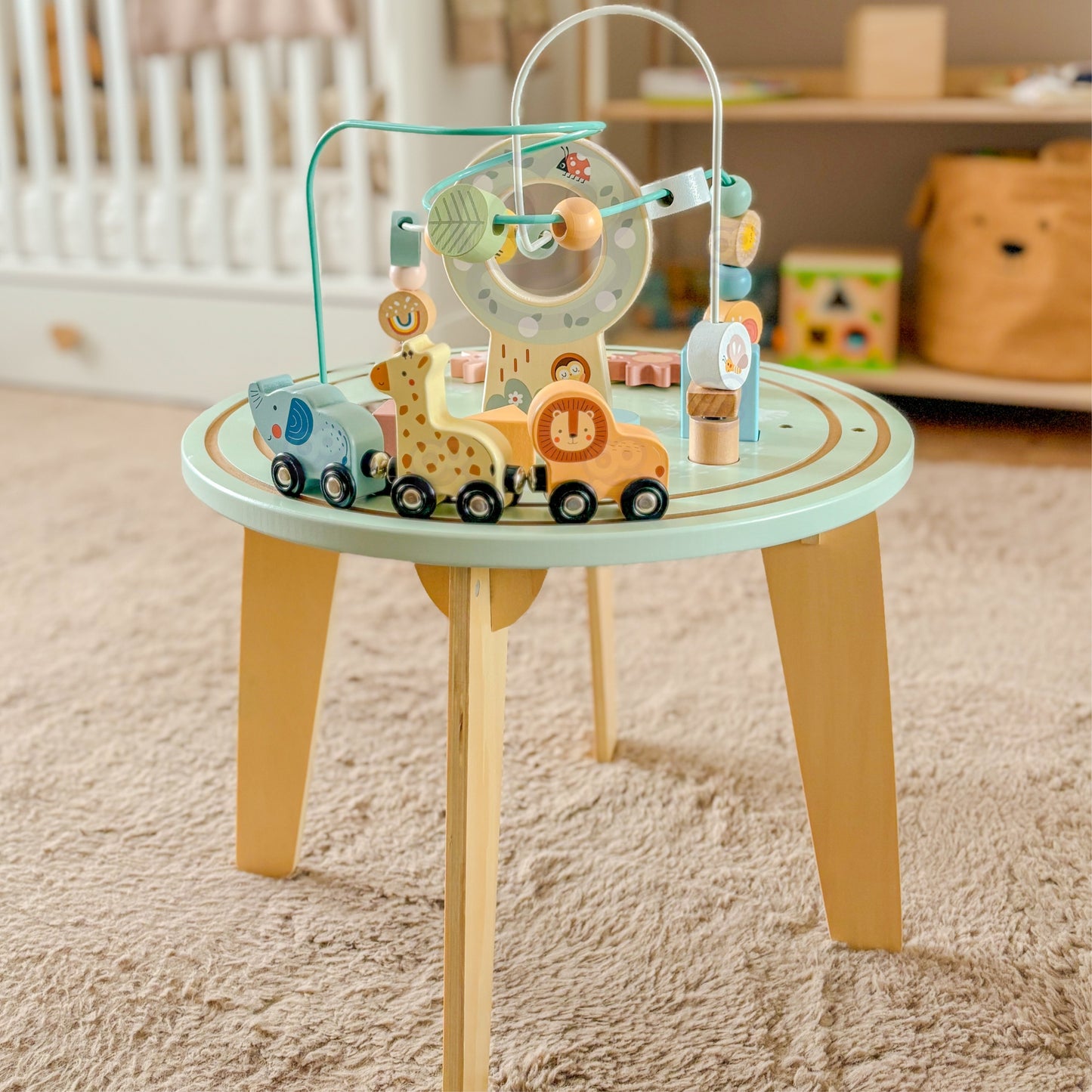 TOOKY TOY medinis Montessori veiklos stalas – nuotrauka 2