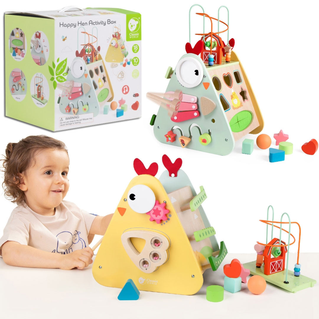 CLASSIC WORLD Montessori veiklos kubas „Linksmasis ūkis“ 10 viename