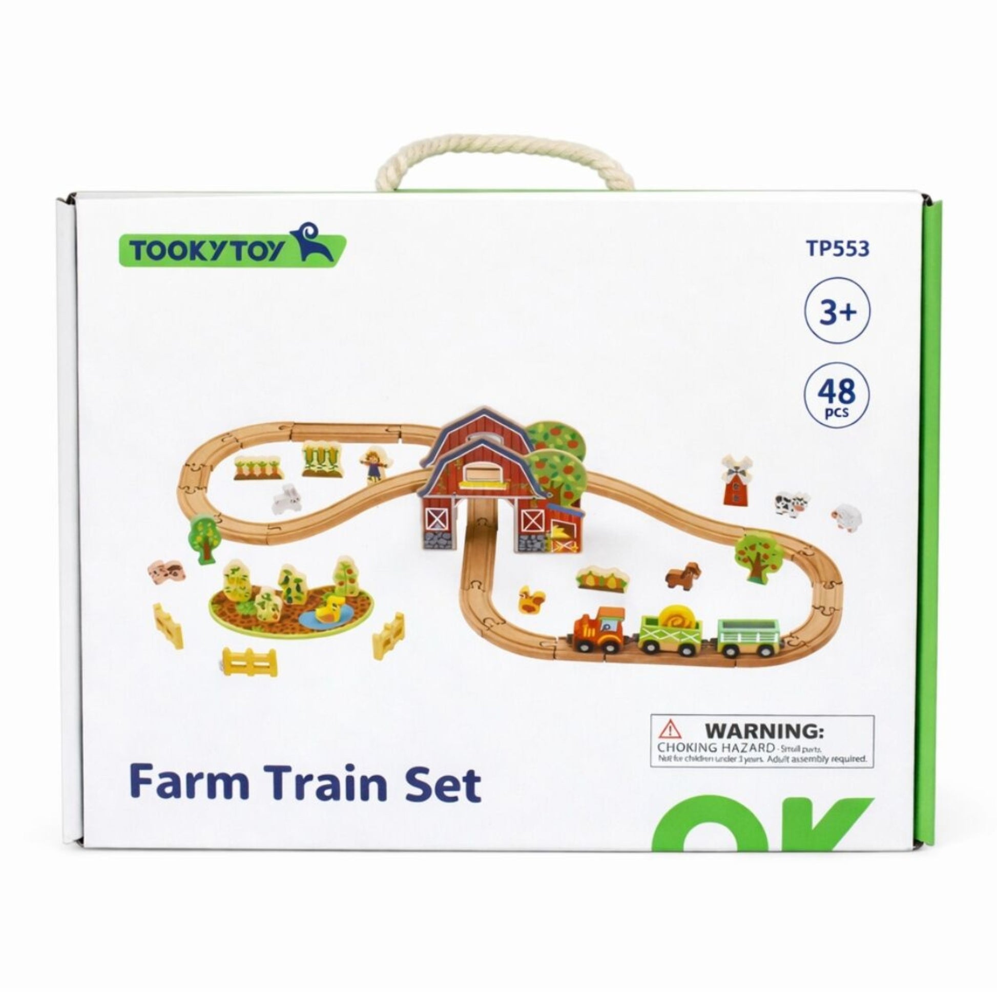 TOOKY TOY medinis fermos traukinio rinkinys, 48 vnt. – nuotrauka 11