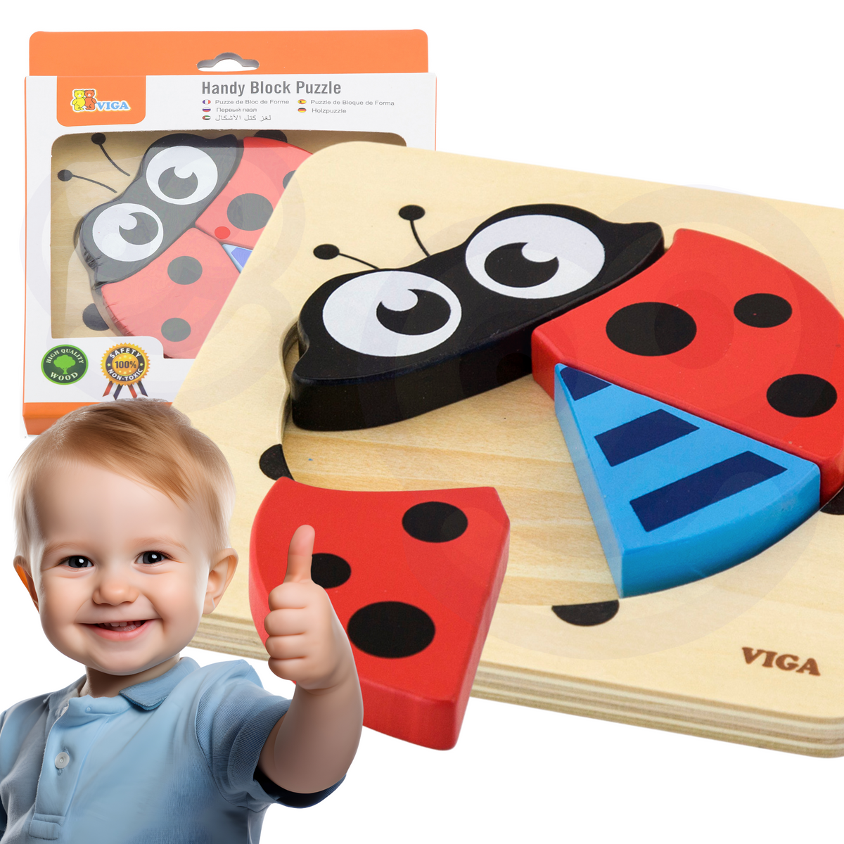 VIGA medinė dėlionė „Boružėlė“