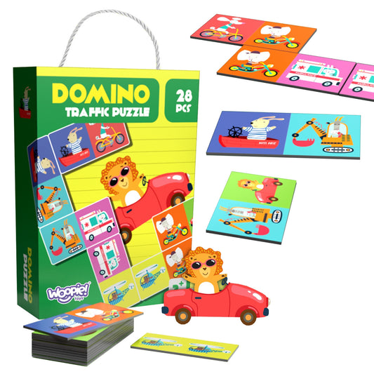 WOOPIE paveikslėlių domino „Gyvūnai ir transportas“, 28 dalys