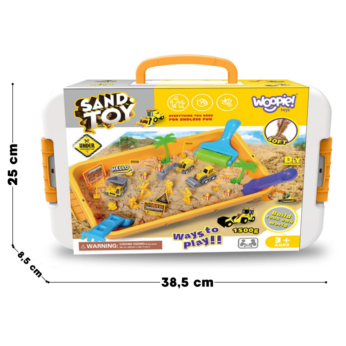 WOOPIE kinetinio smėlio rinkinys „Statybų aikštelė“, 1,5 kg – nuotrauka 9