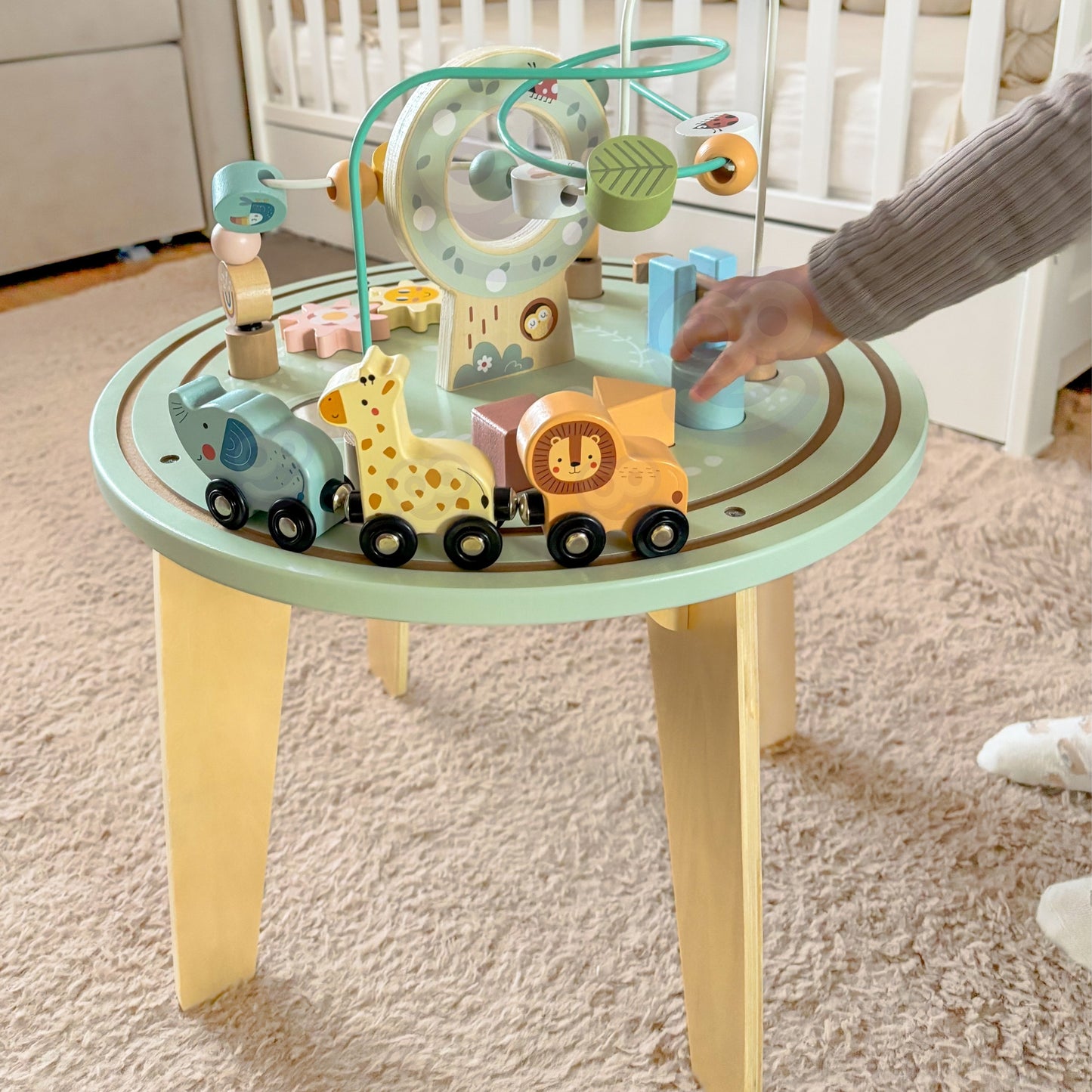 TOOKY TOY medinis Montessori veiklos stalas – nuotrauka 6