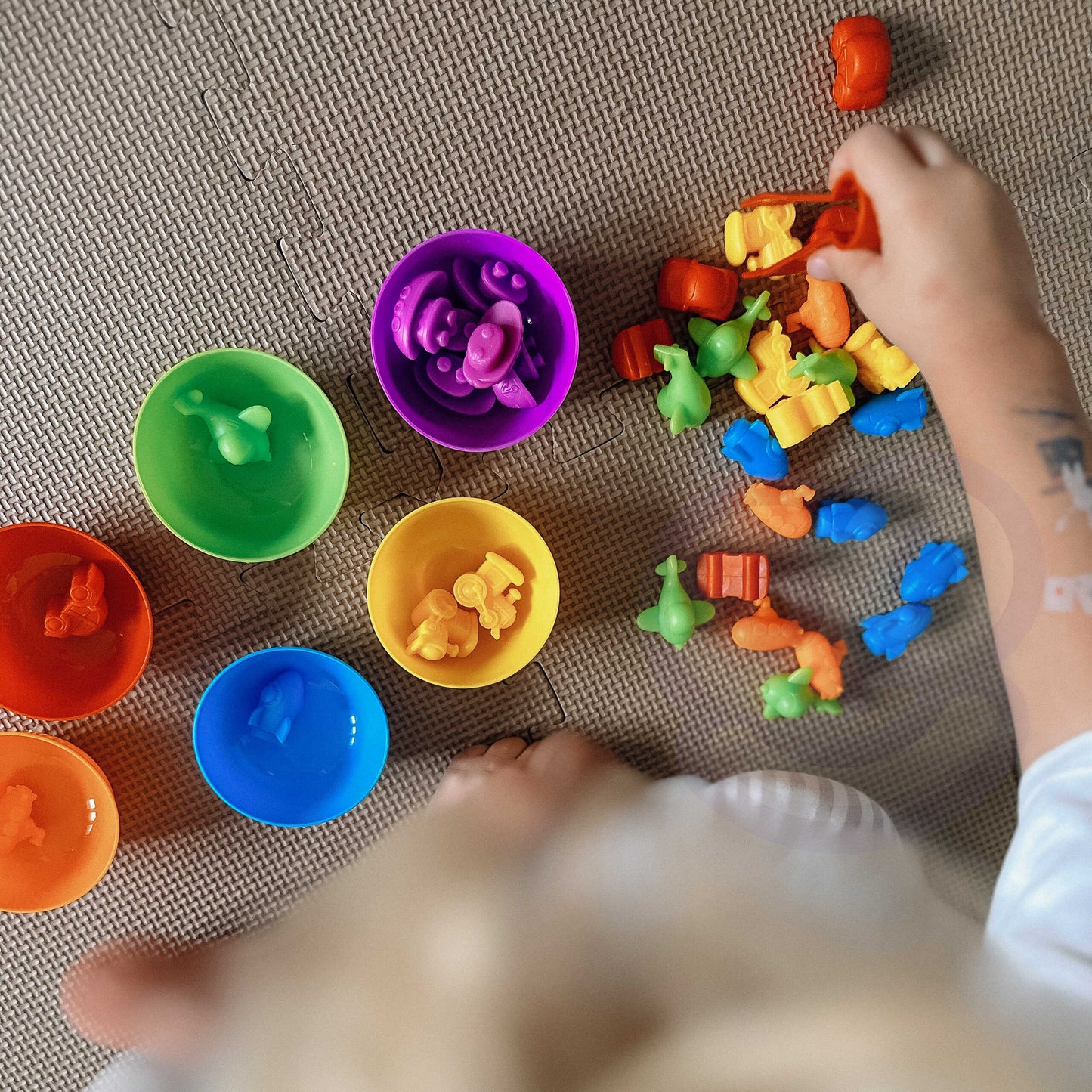 WOOPIE Montessori transporto priemonių spalvų rūšiuoklė, 44 dalys