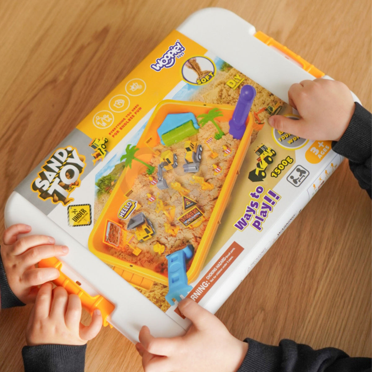 WOOPIE kinetinio smėlio rinkinys „Statybų aikštelė“, 1,5 kg – nuotrauka 7