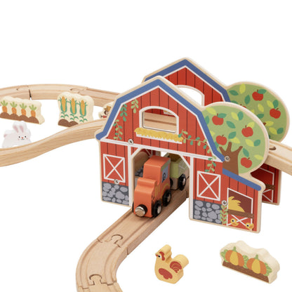 TOOKY TOY medinis fermos traukinio rinkinys, 48 vnt. – nuotrauka 8