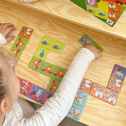 WOOPIE paveikslėlių domino „Gyvūnai ir transportas“, 28 dalys