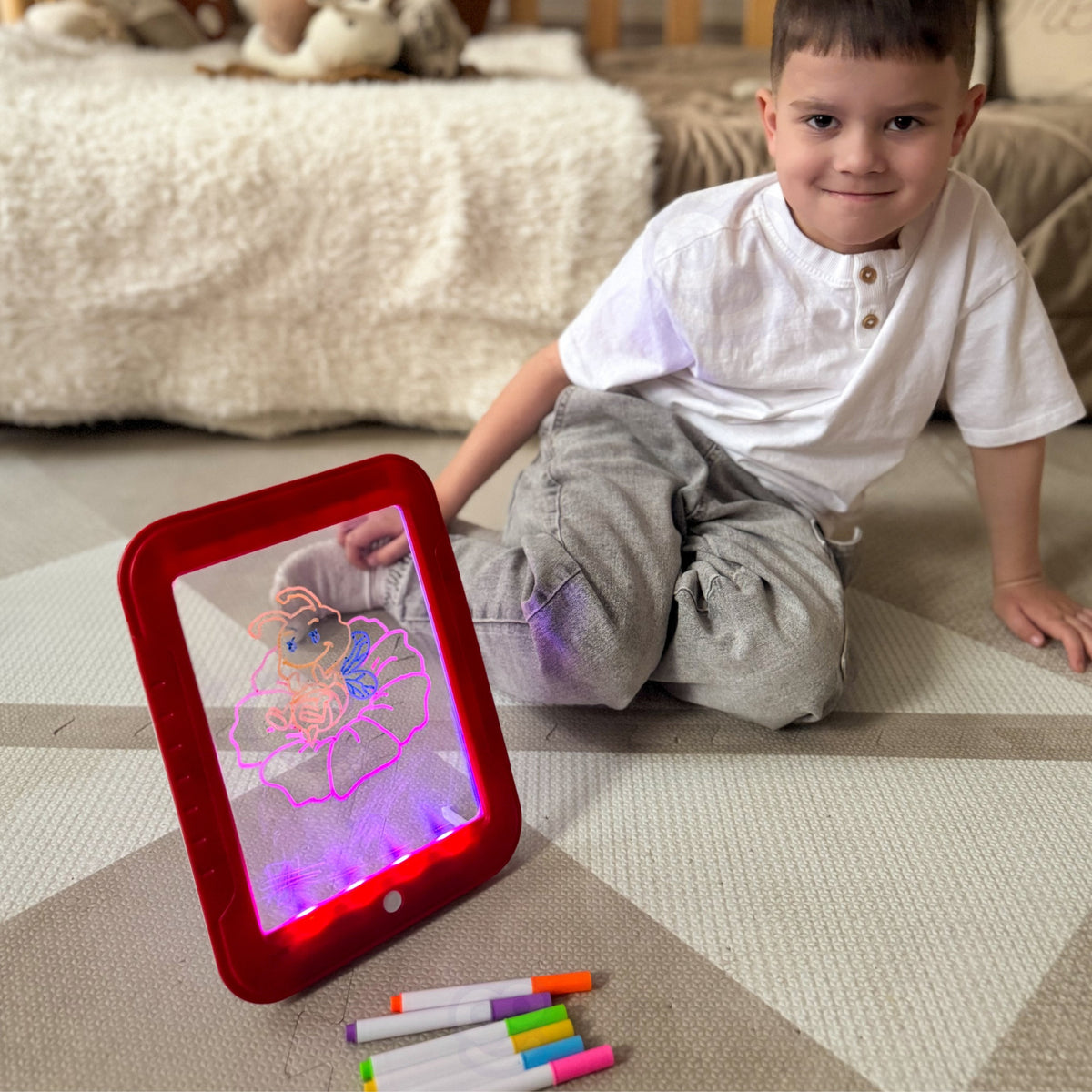 WOOPIE LED piešimo lentelė su neoniniais flomasteriais