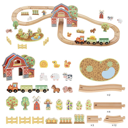 TOOKY TOY medinis fermos traukinio rinkinys, 48 vnt. – nuotrauka 9