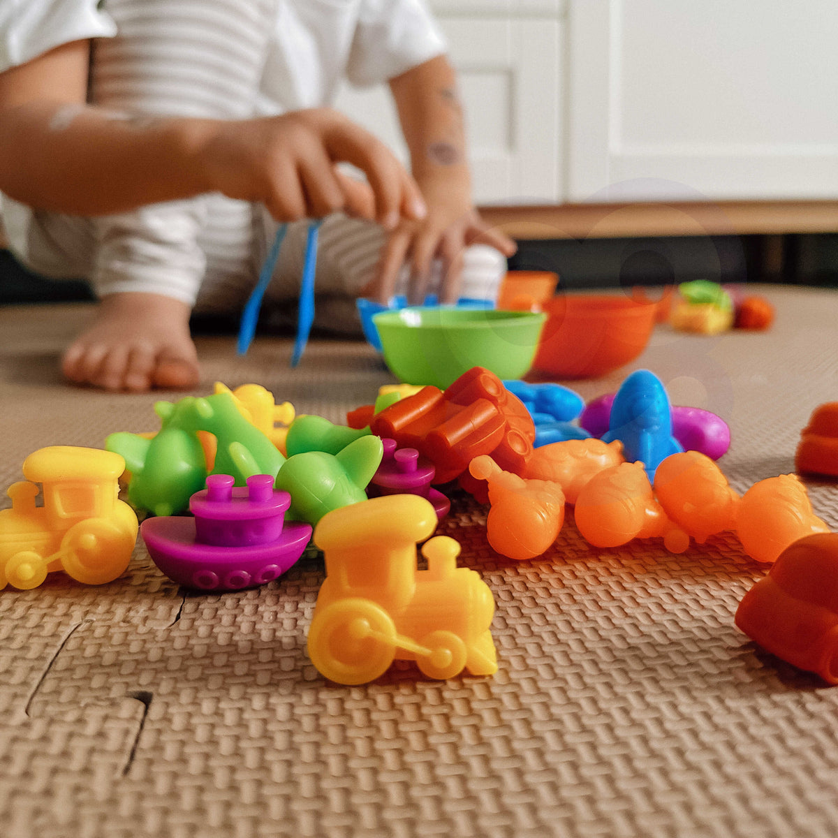 WOOPIE Montessori transporto priemonių spalvų rūšiuoklė, 44 dalys