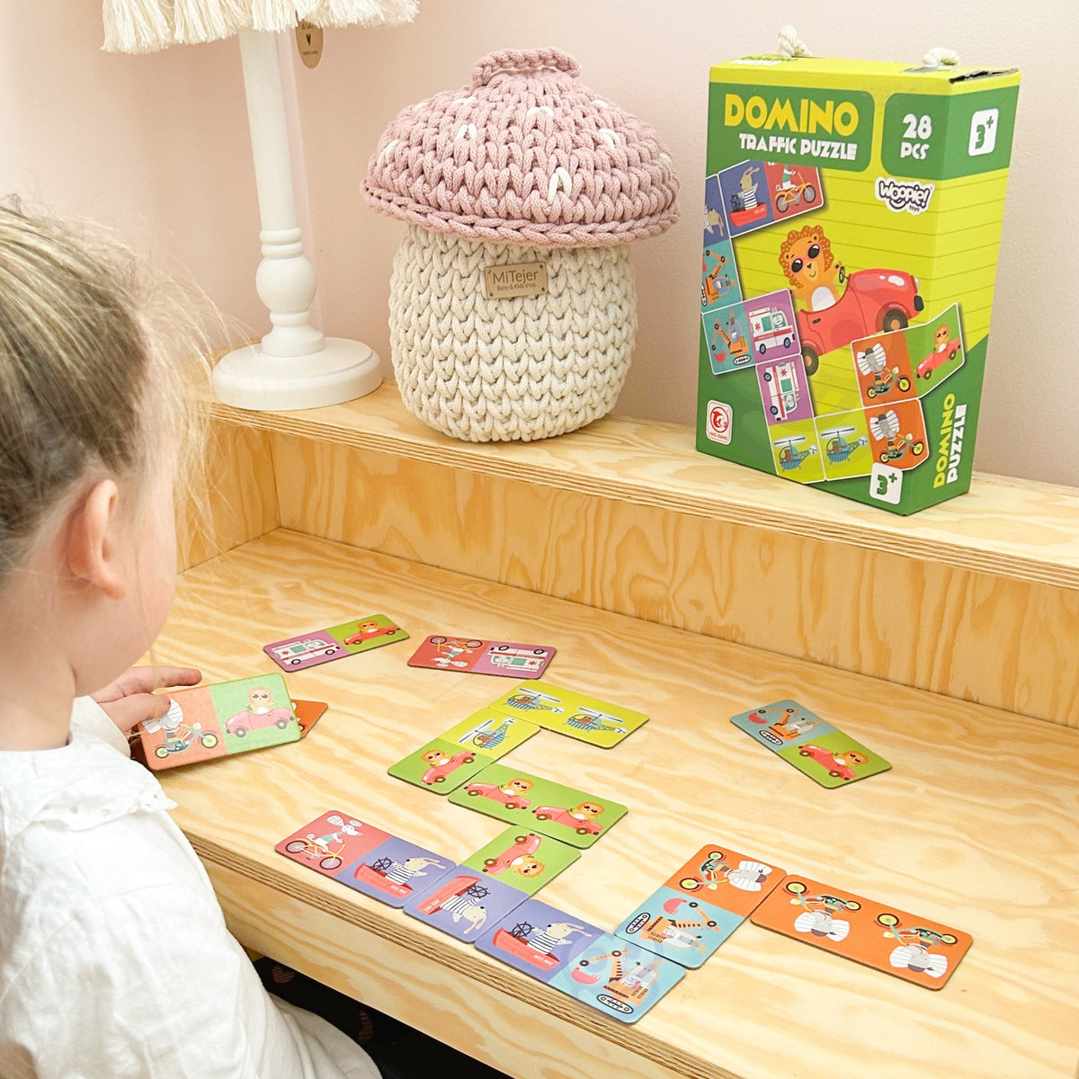 WOOPIE paveikslėlių domino „Gyvūnai ir transportas“, 28 dalys