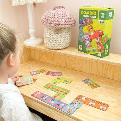 WOOPIE paveikslėlių domino „Gyvūnai ir transportas“, 28 dalys