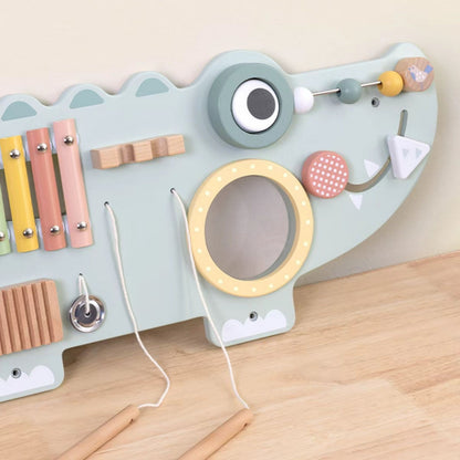 TOOKY TOY medinė sieninė veiklos lenta „Krokodilas“, 3 dalys