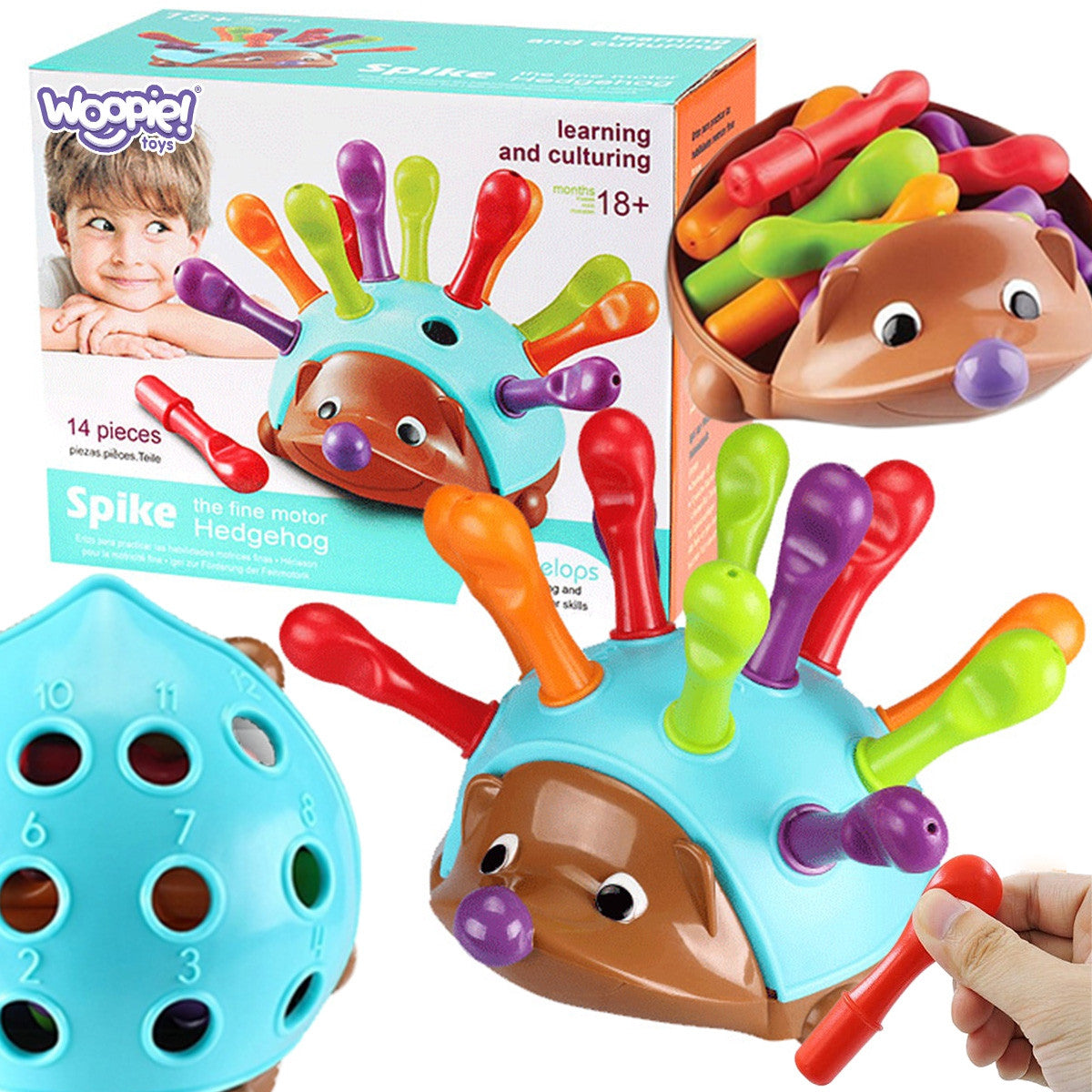 WOOPIE Montessori edukacinė rūšiuoklė „Ežiukas“ 4-in-1