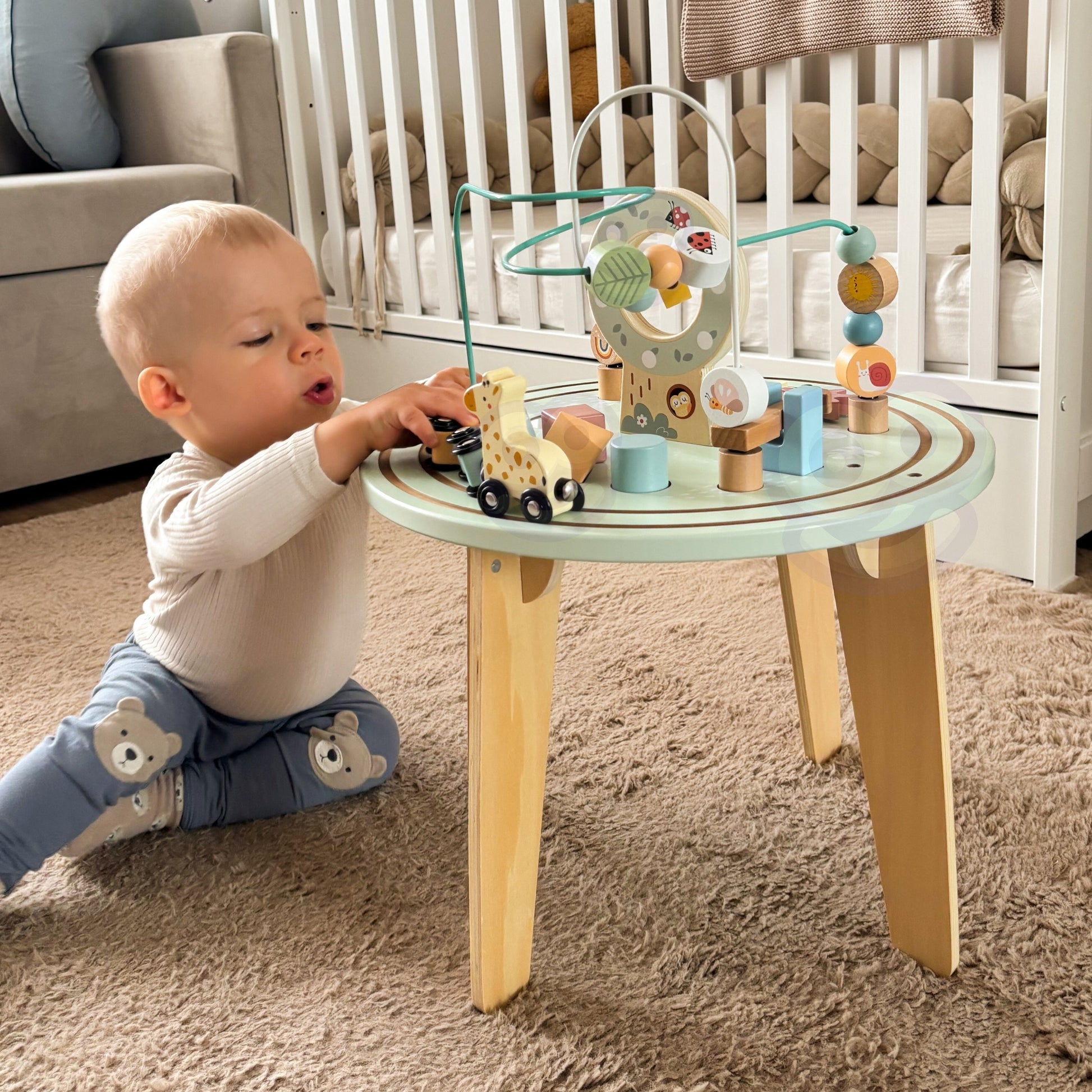 TOOKY TOY medinis Montessori veiklos stalas – nuotrauka 3