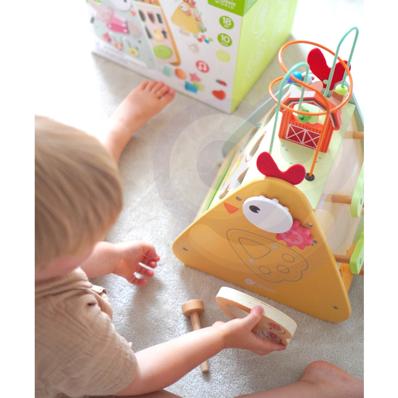 CLASSIC WORLD Montessori veiklos kubas „Linksmasis ūkis“ 10 viename – nuotrauka 6