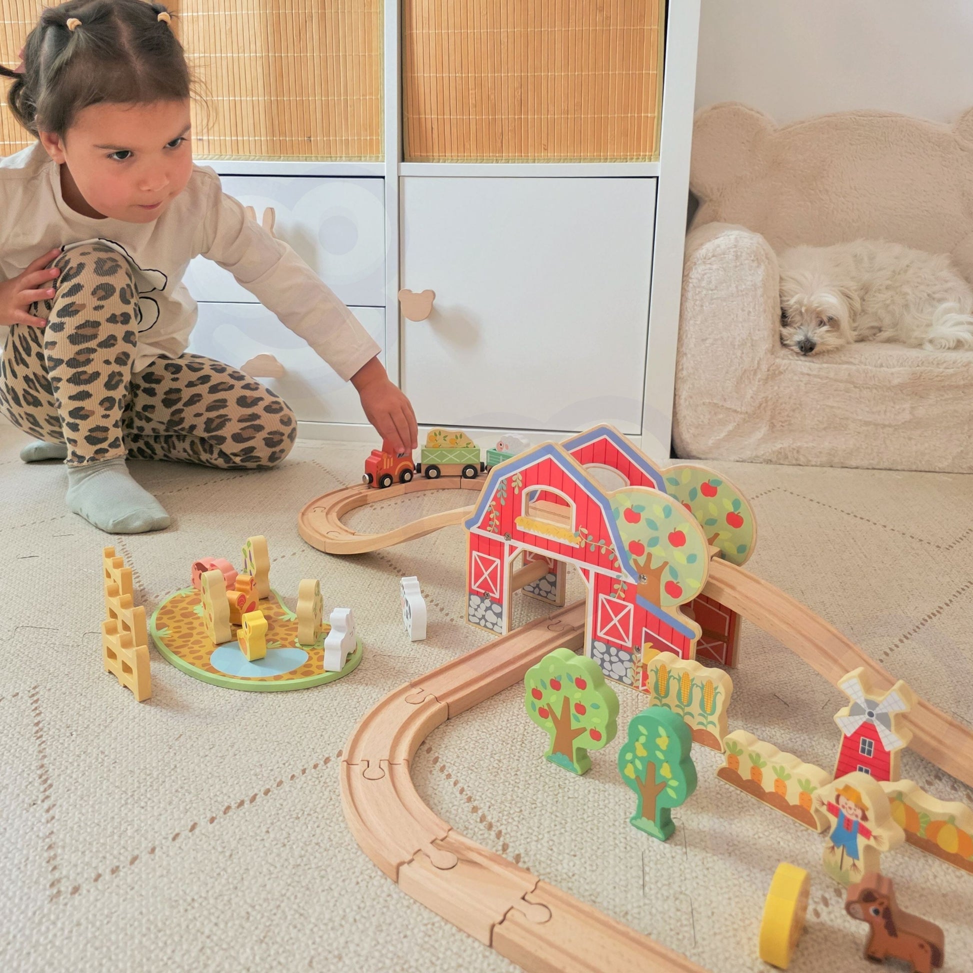 TOOKY TOY medinis fermos traukinio rinkinys, 48 vnt. – nuotrauka 5