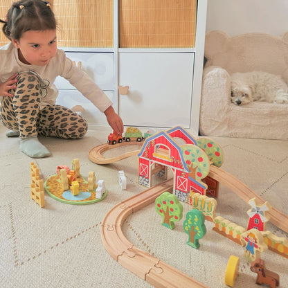 TOOKY TOY medinis fermos traukinio rinkinys, 48 vnt. – nuotrauka 5