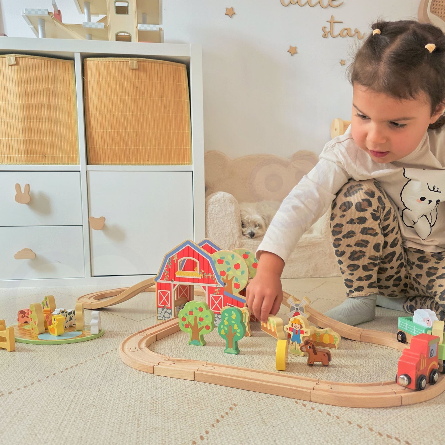 TOOKY TOY medinis fermos traukinio rinkinys, 48 vnt. – nuotrauka 6