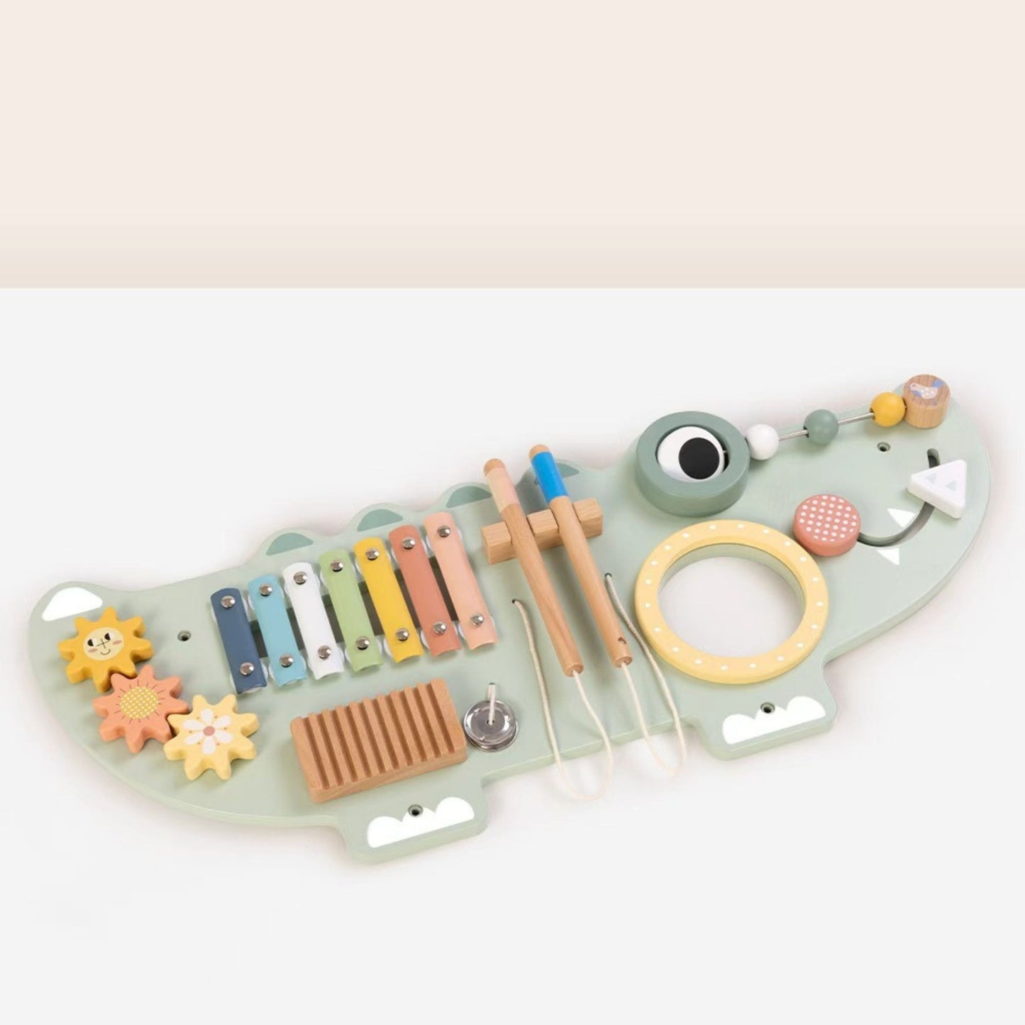 TOOKY TOY medinė sieninė veiklos lenta „Krokodilas“, 3 dalys