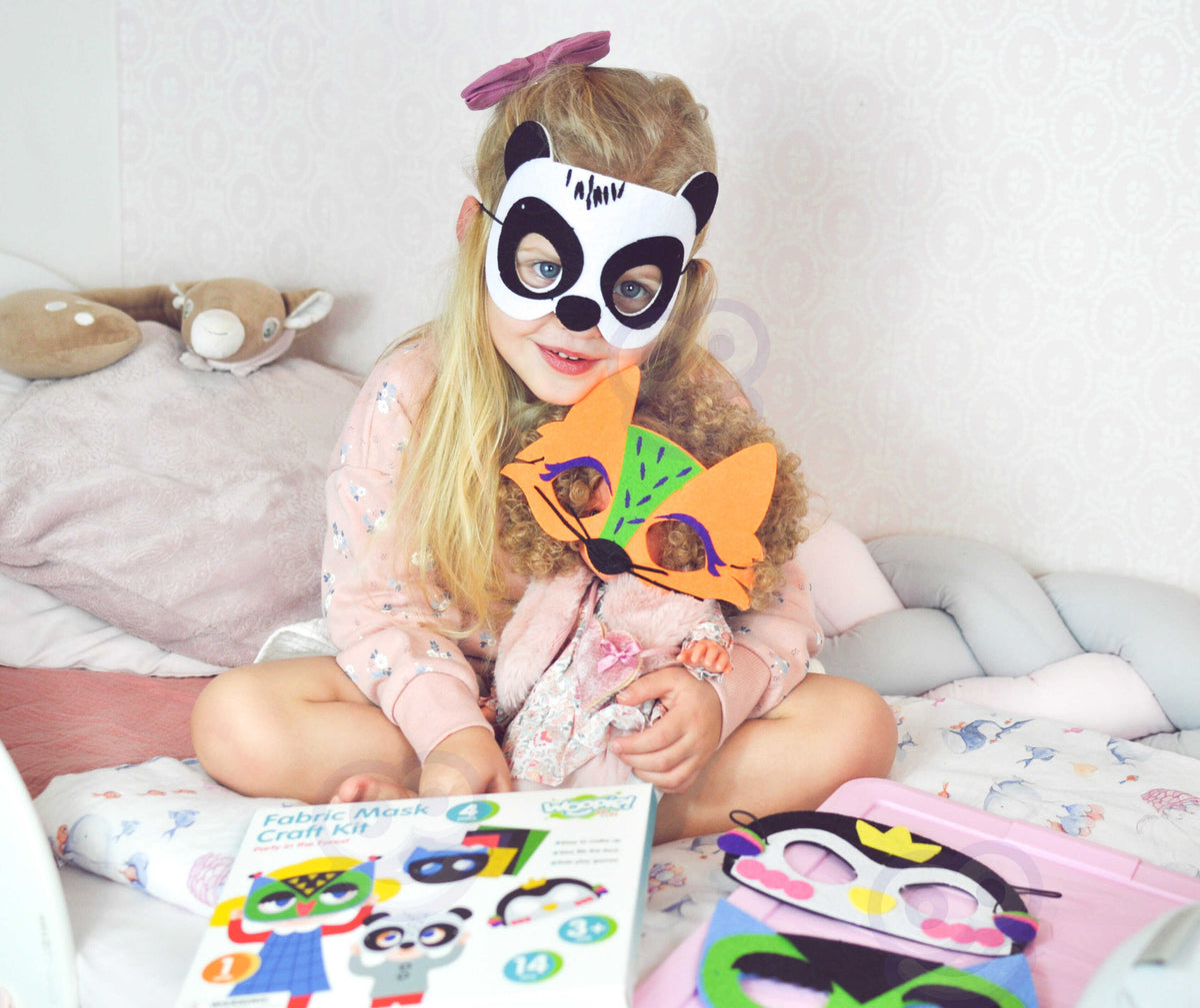 WOOPIE ART&FUN veltinio kaukių kūrybinis rinkinys, 4 kaukės