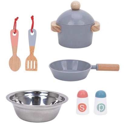 TOOKY TOY medinė virtuvėlė su priedais, žalia – nuotrauka 7
