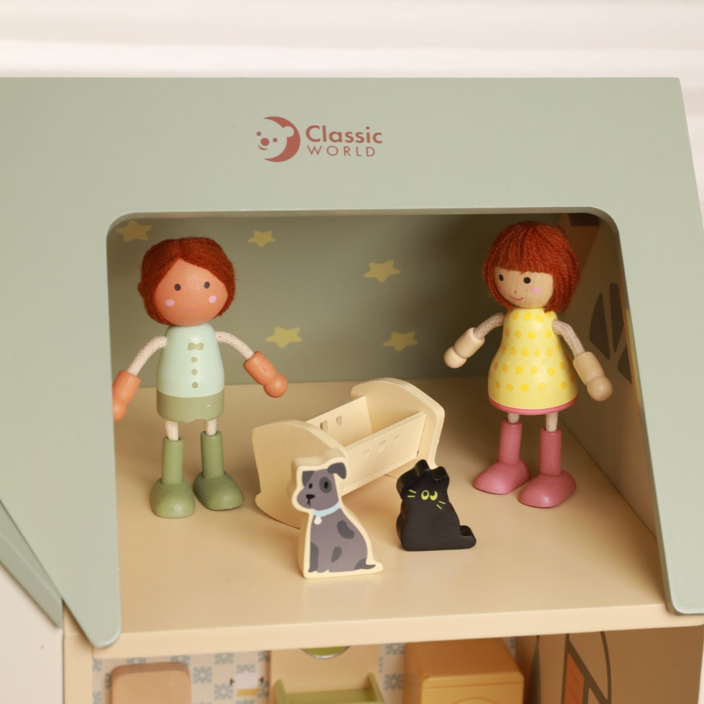 CLASSIC WORLD didelis medinis lėlių namelis su baldais – nuotrauka 9