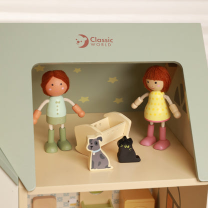 CLASSIC WORLD didelis medinis lėlių namelis su baldais – nuotrauka 9