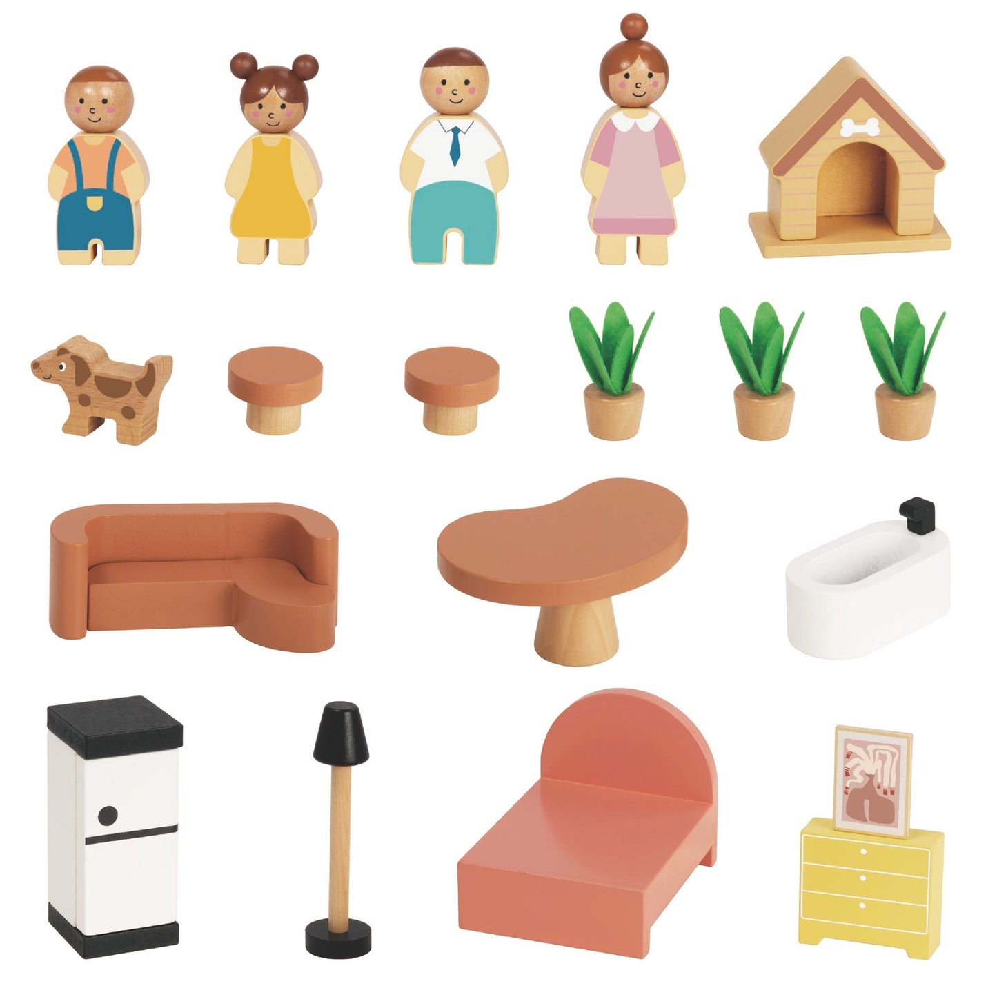TOOKY TOY medinis lėlių namelis su šeima ir priedais – nuotrauka 6
