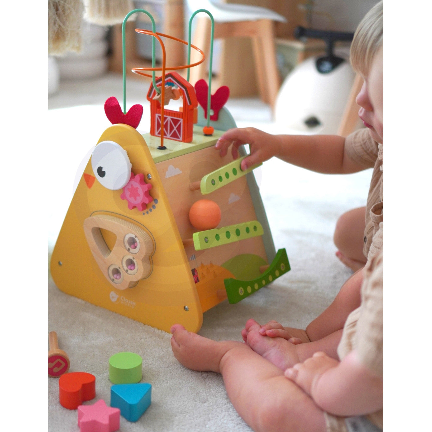 CLASSIC WORLD Montessori veiklos kubas „Linksmasis ūkis“ 10 viename – nuotrauka 3