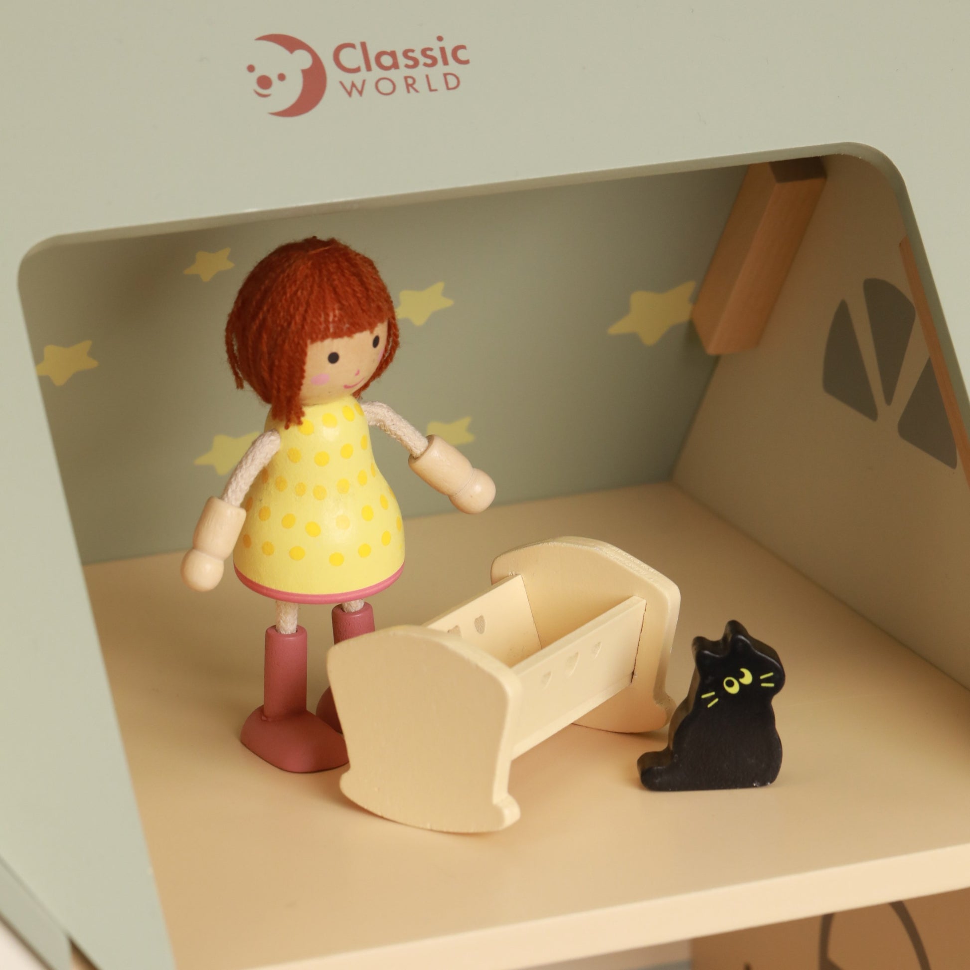 CLASSIC WORLD didelis medinis lėlių namelis su baldais – nuotrauka 3