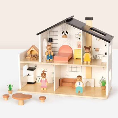 TOOKY TOY medinis lėlių namelis su šeima ir priedais – nuotrauka 5