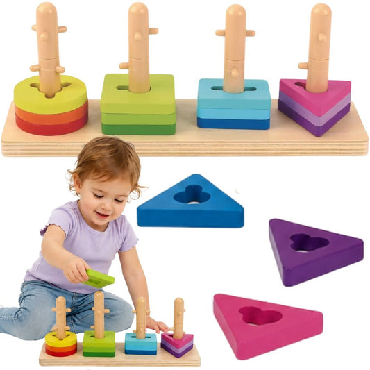 TOOKY TOY medinė Montessori formų ir skaičių rūšiuoklė