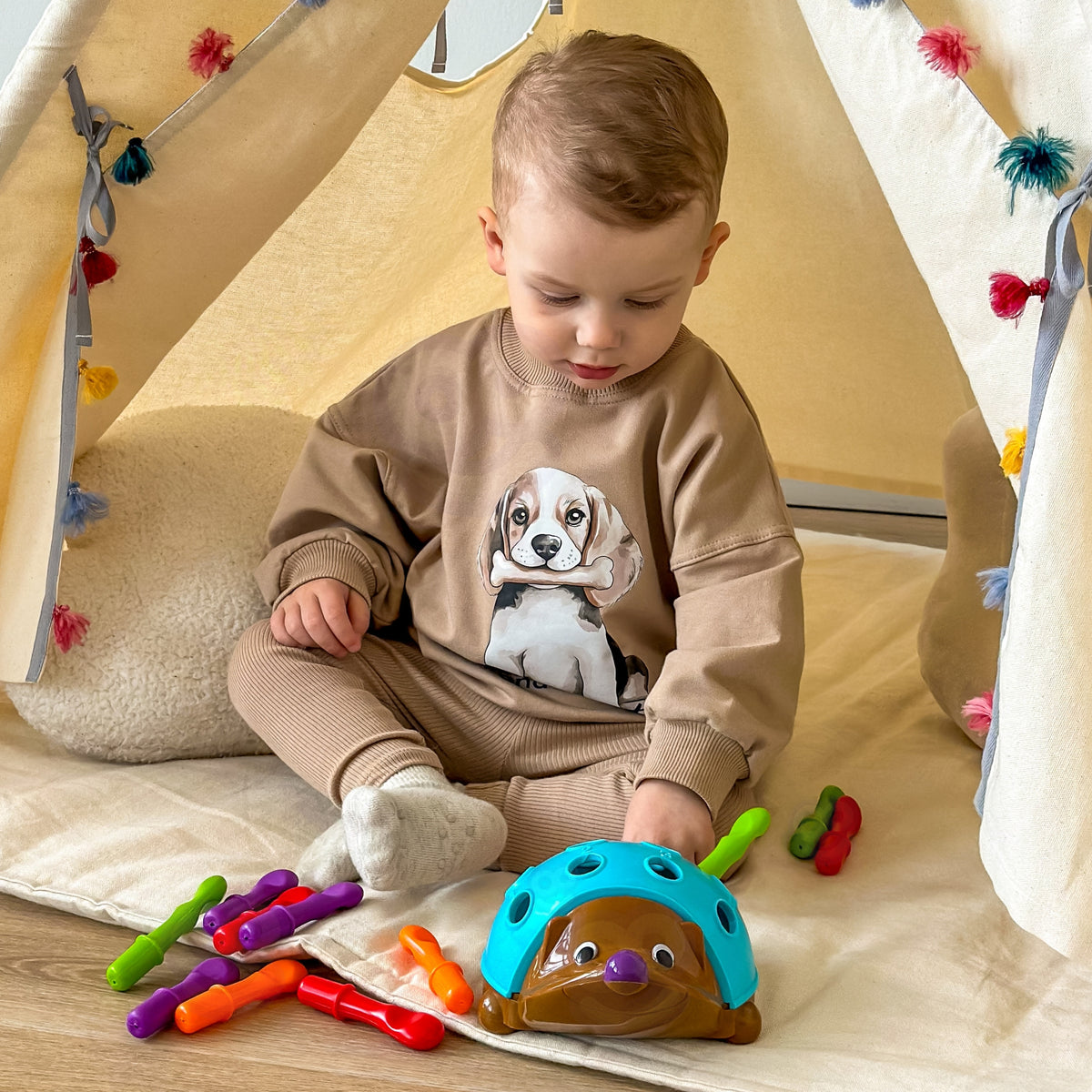 WOOPIE Montessori edukacinė rūšiuoklė „Ežiukas“ 4-in-1 – nuotrauka 4