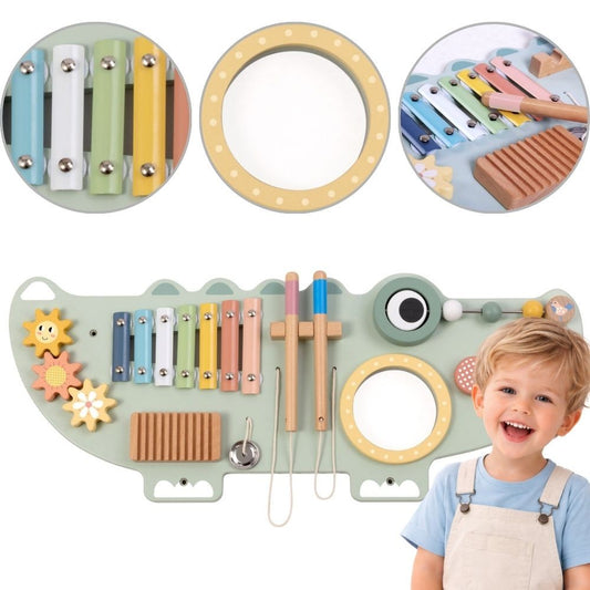 TOOKY TOY medinė sieninė veiklos lenta „Krokodilas“, 3 dalys