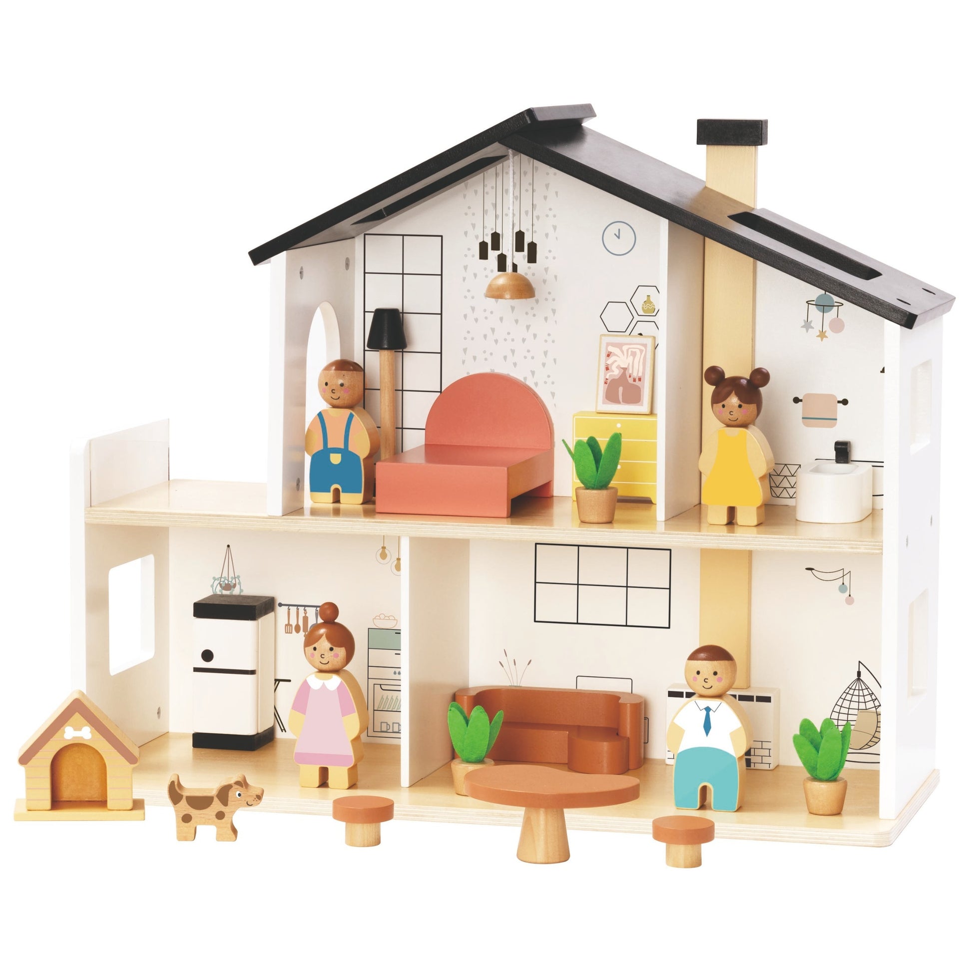TOOKY TOY medinis lėlių namelis su šeima ir priedais – nuotrauka 7