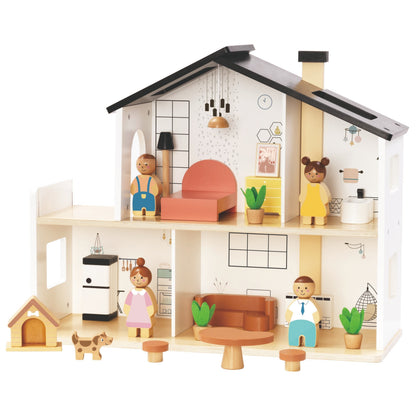 TOOKY TOY medinis lėlių namelis su šeima ir priedais – nuotrauka 7