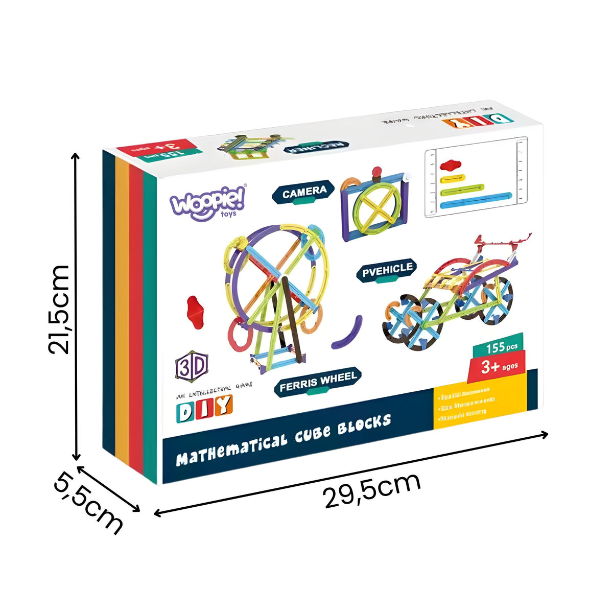 WOOPIE 3D matematinės konstravimo kaladėlės, 155 dalys