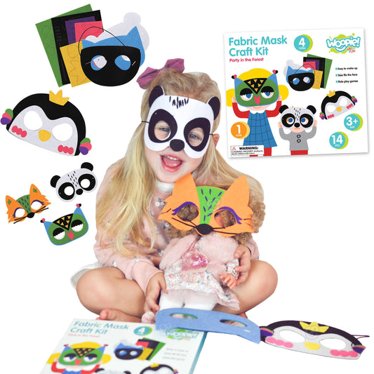 WOOPIE ART&FUN veltinio kaukių kūrybinis rinkinys, 4 kaukės