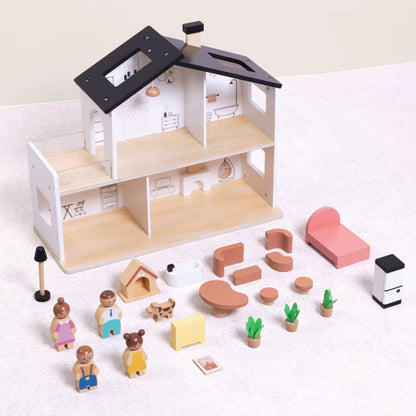 TOOKY TOY medinis lėlių namelis su šeima ir priedais – nuotrauka 3