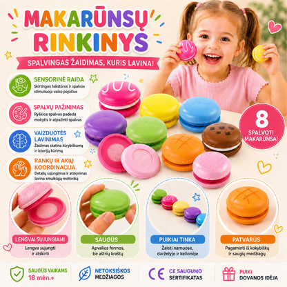VIGA medinių spalvotų makarūnsų rinkinys, 8 vnt.