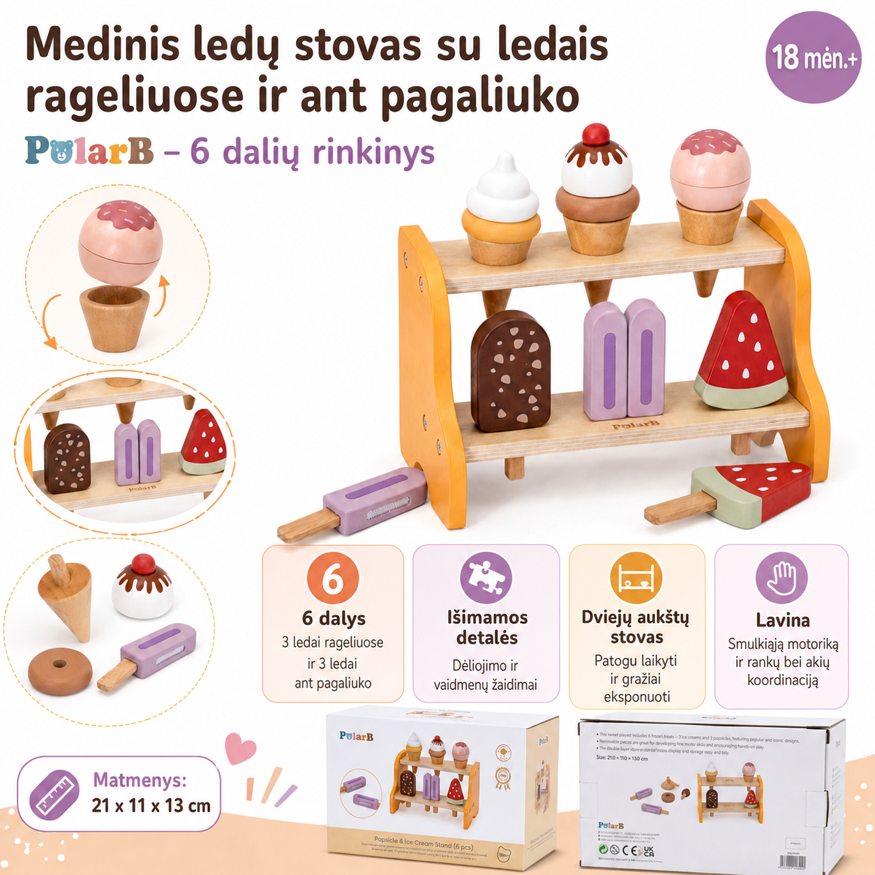 VIGA medinė ledainė su 6 ledais